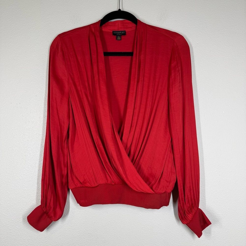 Anthropologie Current Air Frankie Surplice Blouse Top Long Sleeve Drapey Small